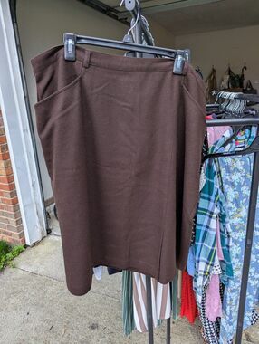 Lane Bryant Designs & Co 24 Brown Merino Wool Skirt Plus Size Made in USA